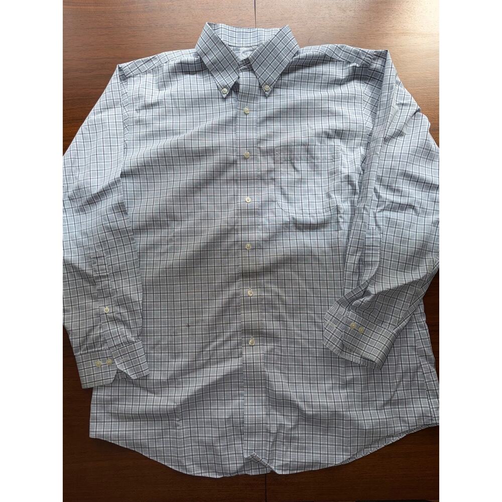Brooks Brothers 346 Non-Iron Slim Fit Plaid Dress Shirt Plaid - Size 16.5-32/33